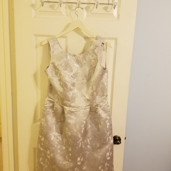 Sleeveless Metallic Jacquard Fit and Flare Dress - Picture 6 of 7